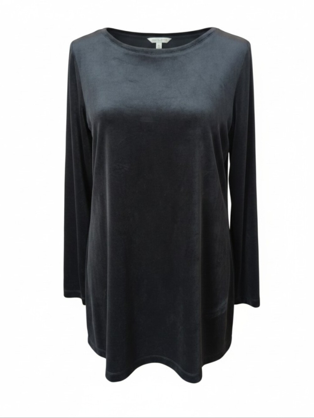 Black Velvet Tunic Top Long-Sleeve Black Pima Cotton Minimalist Capsule Sz L